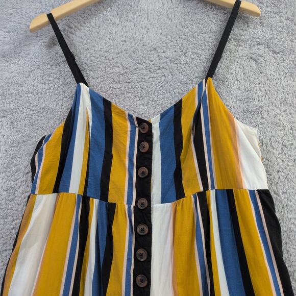Urban Outfitters Yellow Blue White Striped Sleeveless Cropped Jumpsuit Size Lg - Picture 3 of 11